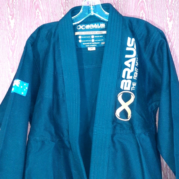 BRAUS THE FIGHT NEVER ENDS KIMONO JI Jitsu Gi A1 Black 100% Cotton Pearl Weave - Picture 3 of 9